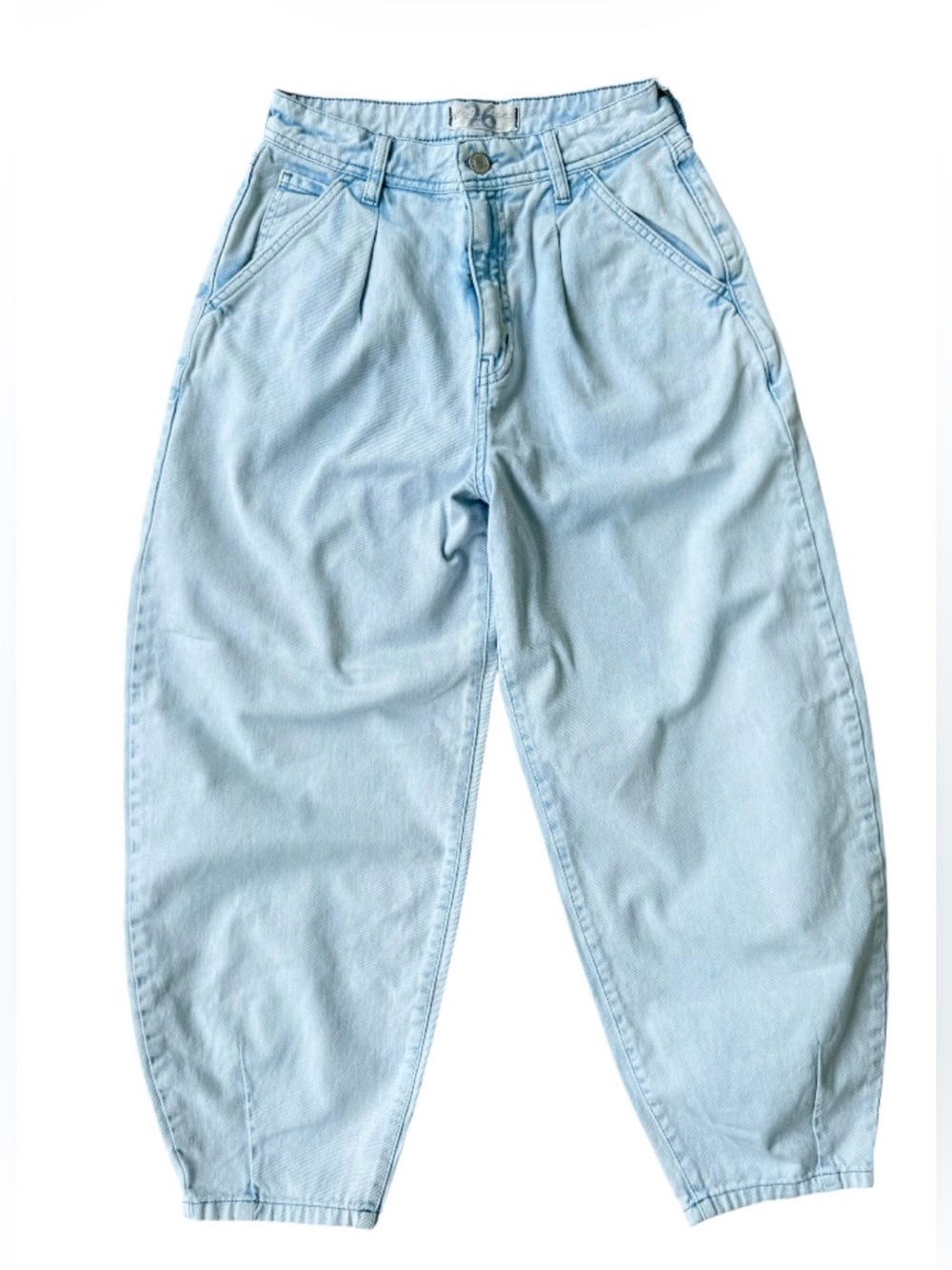 Free People parachute pleated  Light Wash High-Rise Balloon Jean 26